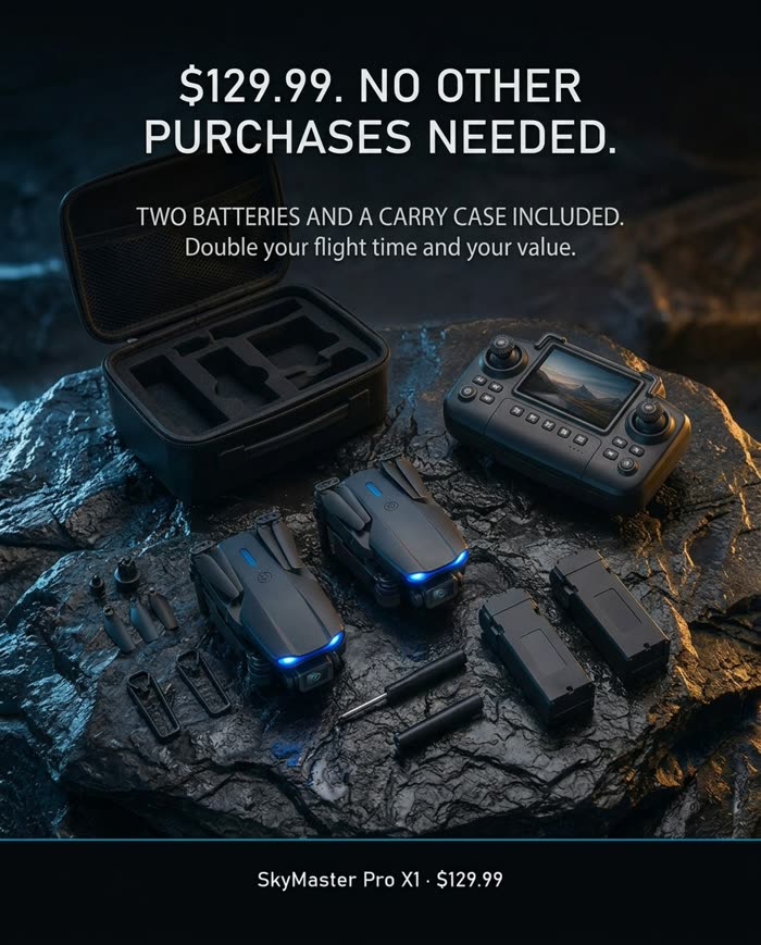 $129.99, no other purchases needed, two batteries and a carry case included